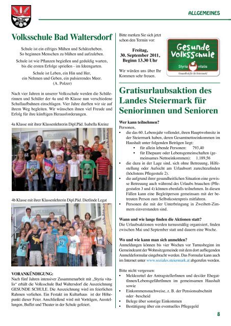 Gemeindezeitung Juli 2011 - Gemeinde und Tourismusverband ...
