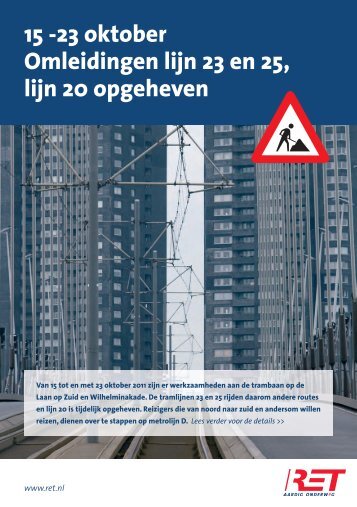 15 -23 oktober Omleidingen lijn 23 en 25, lijn 20 opgeheven