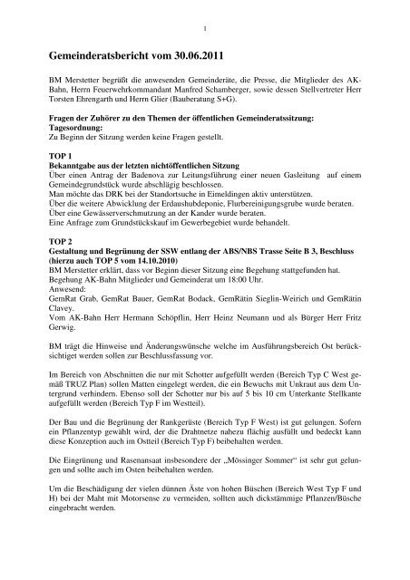 Gemeinderatsbericht vom 30.06.2011 - Eimeldingen