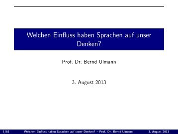 Welchen Einfluss haben Sprachen auf unser Denken? - FAFNER