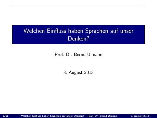 Welchen Einfluss haben Sprachen auf unser Denken? - FAFNER