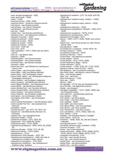 STG Index PDF - subTropical Gardening