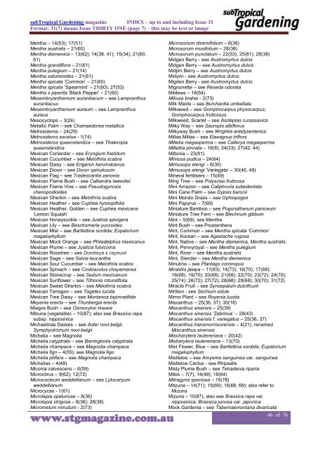 STG Index PDF - subTropical Gardening