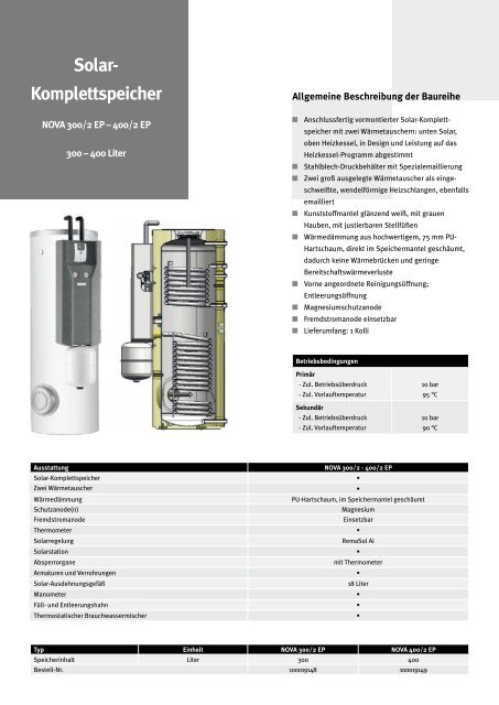 Technische Daten: Trinkwasserspeicher SR 130 RA - Schuth