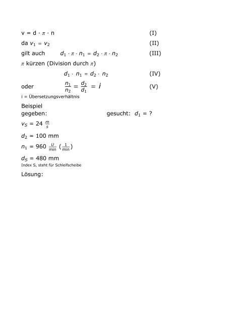 Riementrieb, Übersetzung, Formeln - HTL Dornbirn