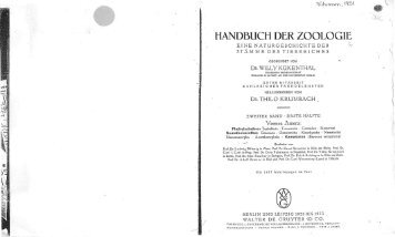 HANDBUCH DER ZOOLOGIE \