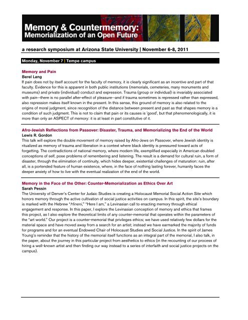 Symposium Program (printable PDF) - ASU Jewish Studies