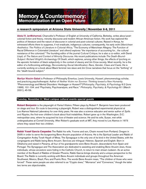 Symposium Program (printable PDF) - ASU Jewish Studies