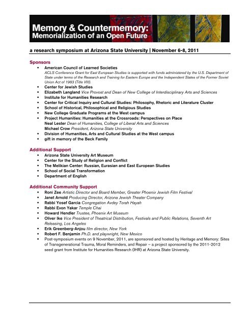 Symposium Program (printable PDF) - ASU Jewish Studies