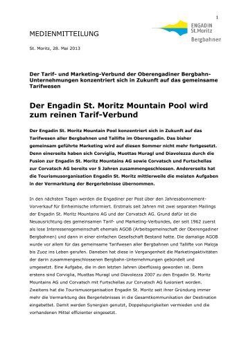 Der Engadin St. Moritz Mountain Pool wird zum reinen Tarif-Verbund