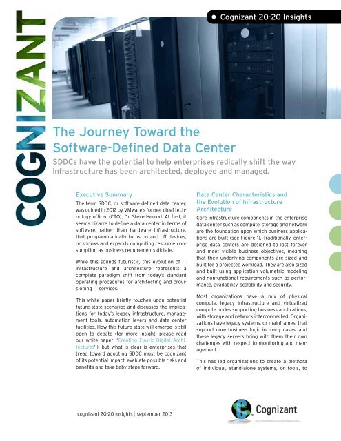 The Journey Toward the Software-Defined Data Center - Cognizant
