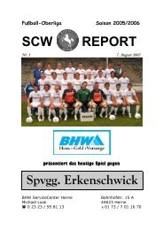 SCW REPORT Spvgg. Erkenschwick - SC Westfalia 04 Herne eV