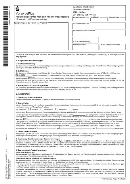 Sparvertrag Nach Avmg Sparkasse Westholstein