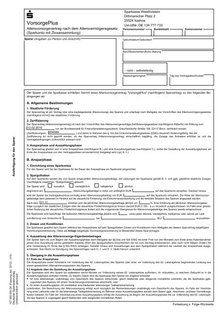 Sparvertrag nach AvmG - Sparkasse Westholstein