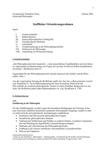 Stoffplan-Philosophie - Gesamtschule Paderborn Elsen