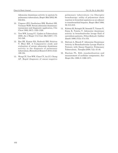 Volume. 35, No. 2 july. 2011 - The Chest and Heart Association of ...