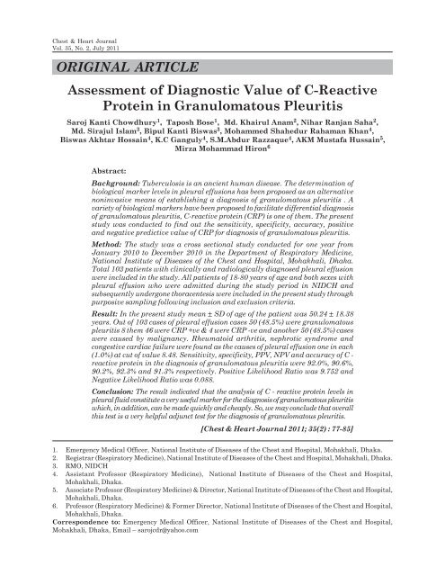 Volume. 35, No. 2 july. 2011 - The Chest and Heart Association of ...