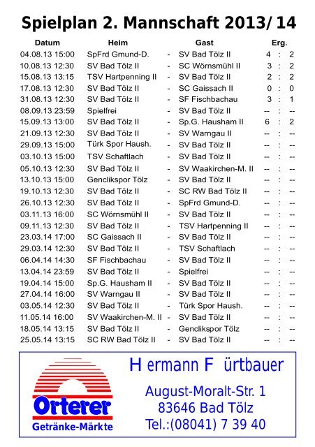 STADIONHEFT - SV Bad Tölz 1925 e.V.