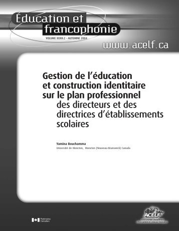 Gestion de l'éducation et construction identitaire sur le plan ... - acelf