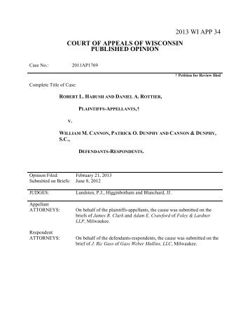 2013 wi app 34 court of appeals of wisconsin published opinion