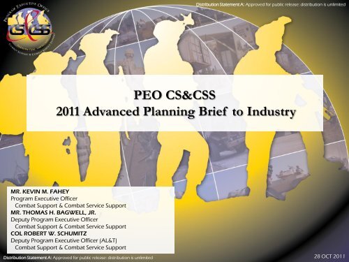 PEO CS&CSS 2011 Advanced Planning Brief to Industry
