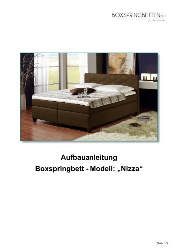 Aufbauanleitung Boxspringbett - Modell: „Nizza“ - Boxspringbetten.net