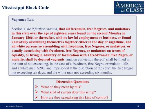 The Emergence of Jim Crow - America in Class