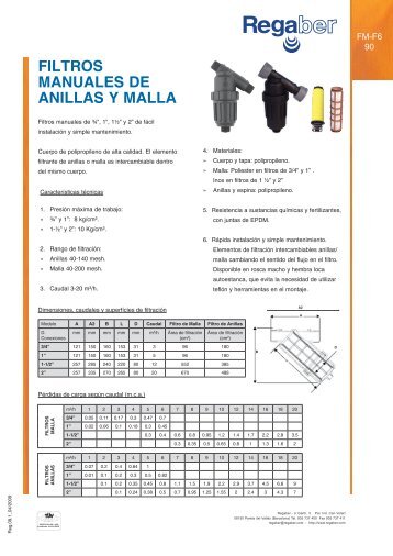 filtros manuales de anillas y malla - Regaber