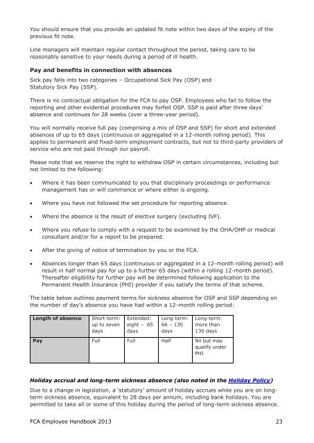 FCA Employee Handbook - Financial Conduct Authority