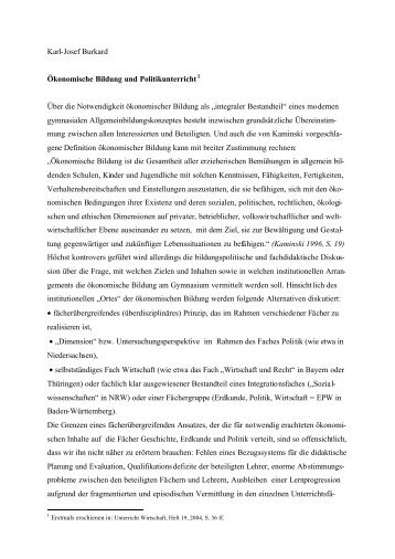 Karl-Josef Burkard Ökonomische Bildung und ... - WiGy