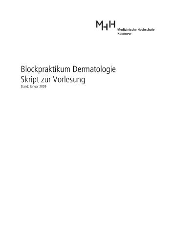 Blockpraktikum Dermatologie Skript zur Vorlesung - HTZH