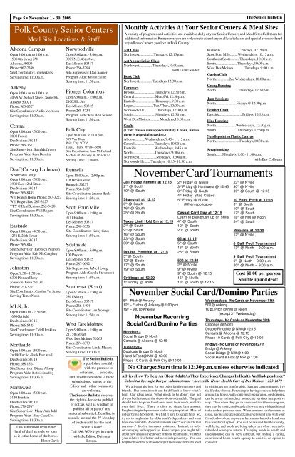 November Senior Bulletin _ 2009a.p65 - Polk County Iowa