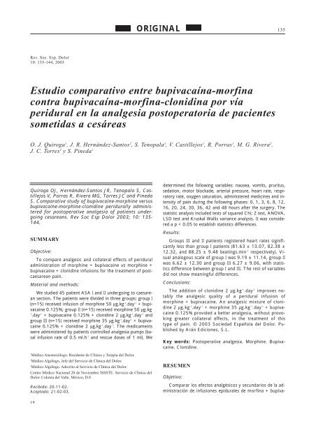 Estudio comparativo entre bupivacaína-morfina contra bupivacaína ...