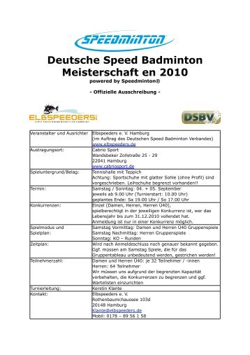 Deutsche Speed Badminton Meisterschaft en 2010 - Speedminton