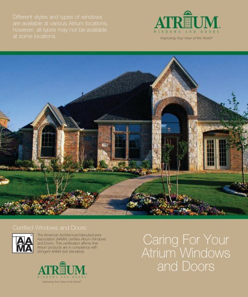 Care & Maintenance Manual - Atrium Windows and Doors