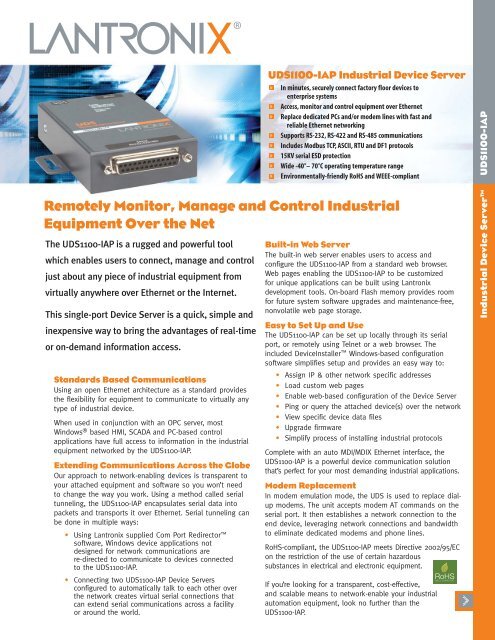 UDS1100-IAP (Page 1) - Lantronix