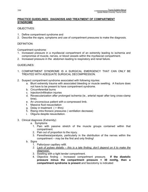 Trauma Guideline Manual - SUNY Upstate Medical University