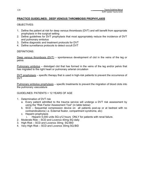 Trauma Guideline Manual - SUNY Upstate Medical University