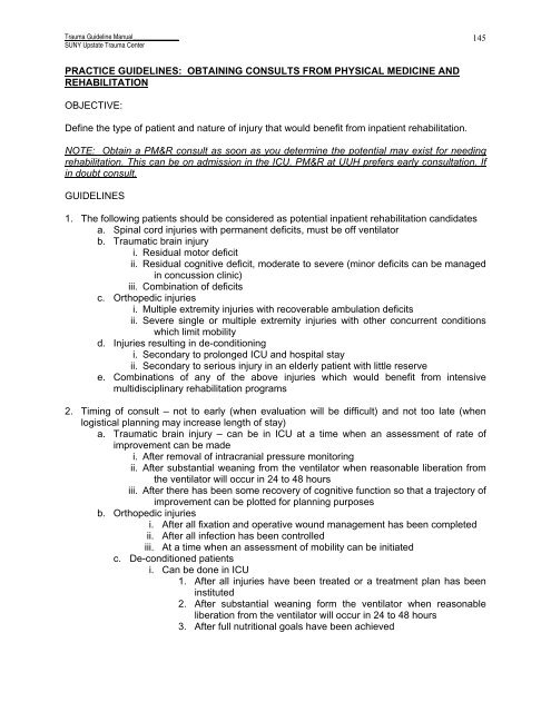 Trauma Guideline Manual - SUNY Upstate Medical University