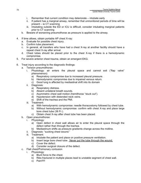 Trauma Guideline Manual - SUNY Upstate Medical University