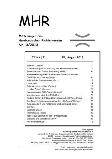 MHR 3/2013 online - Hamburgischer Richterverein