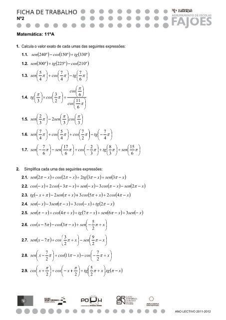 6 7 4 7 4 5 Tg Cos Sen 3 3 2 3 2 Cos Sen