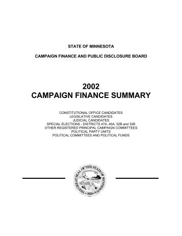 2002 CAMPAIGN FINANCE SUMMARY - Minnesota State Legislature