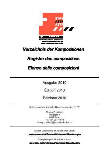 STPV Kompositionsverzeichnis Bläser 2010
