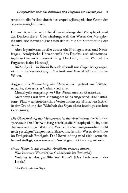 Leitgedanken zur Entstehung der Metaphysik, der ... - gesamtausgabe