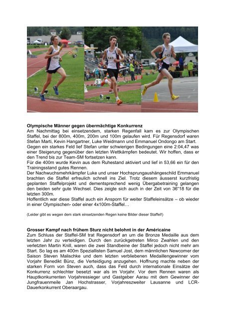 Staffel Schweizermeisterschaften in Aarau - LCR - Leichtathletik ...