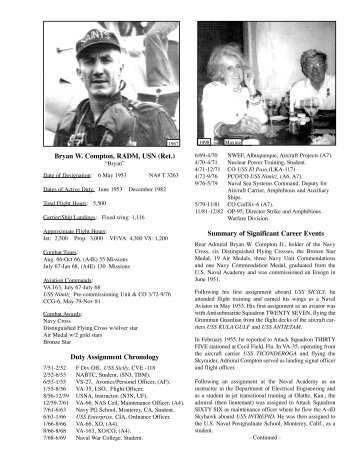 Bryan W. Compton, RADM, USN (Ret.) Duty Assignment Chronology ...