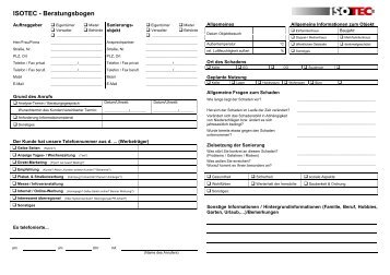 ISOTEC - Beratungsbogen