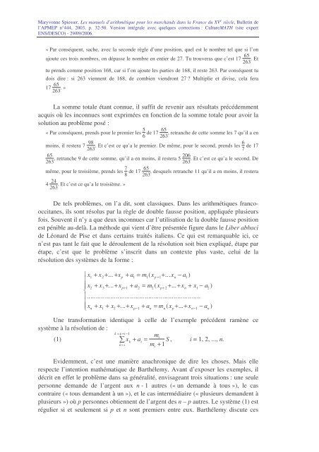 Les manuels d'arithmétique pour les marchands dans la France - Ens