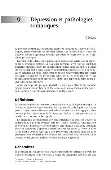 Dépression et pathologies somatiques - Decitre